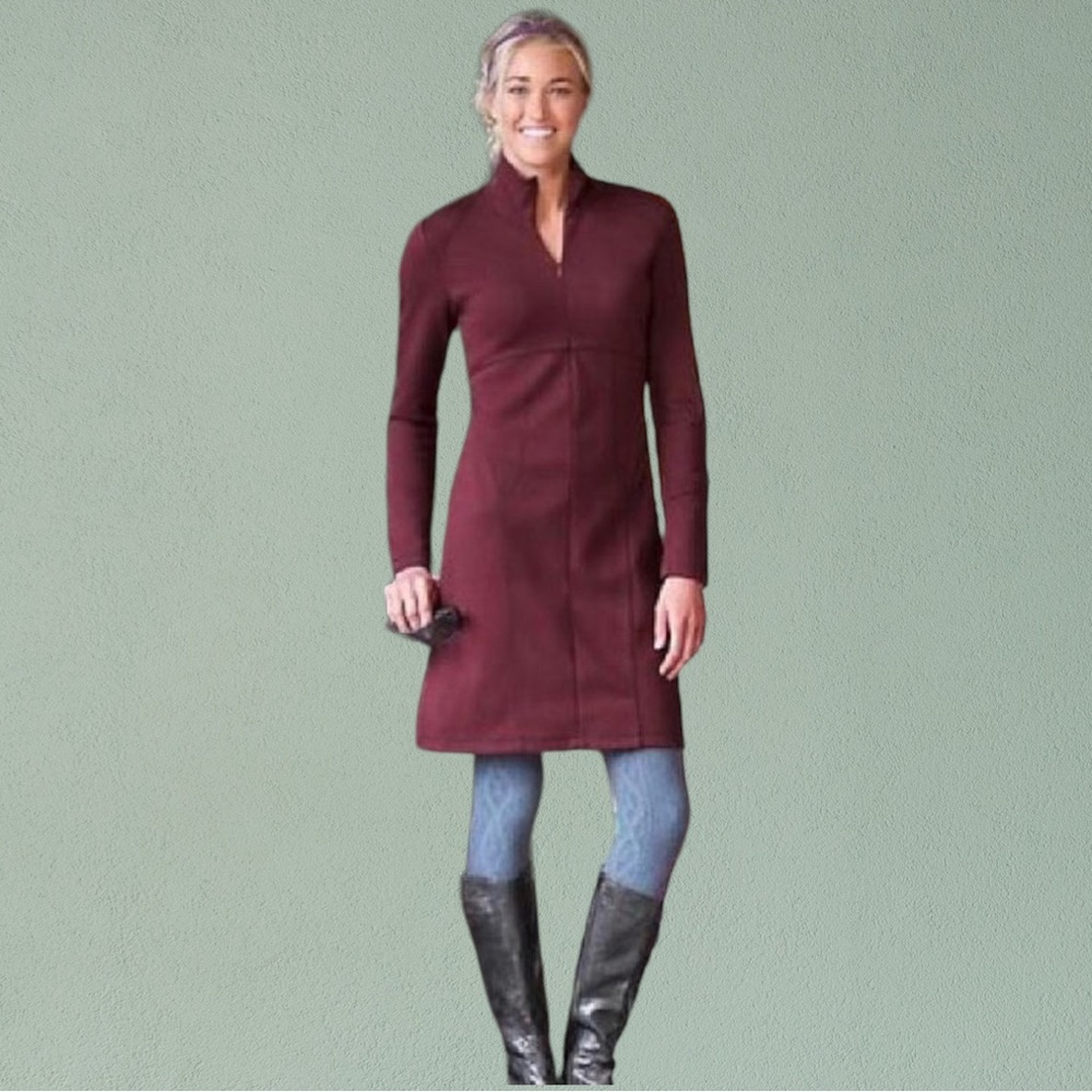 Athleta Cassidy Ponte Long Sleeve Dress Burgundy Medium